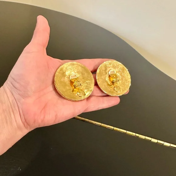 DOMINIQUE AURIENTIS PARIS 80’S VINTAGE RETRO RUNWAY RARE GLAM GRIPOIX EARRINGS - Picture 9 of 17